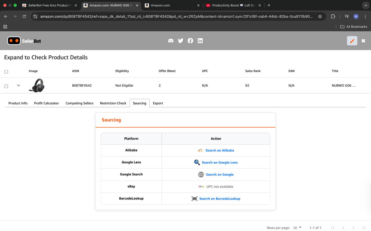 SellerBot one-click sourcing tool